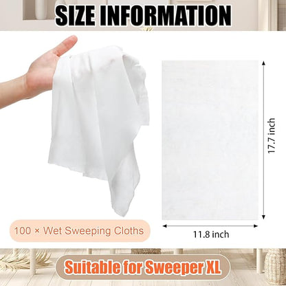 100 Counts Sweeper Wet Mopping Cloths 17.7 x 11.8'' X Large Wet Mop Pads Refills XL Disposable Floor Wipes Duster for Sweeping Scrubbing Cleaning Dry Wood Hardwood Tile