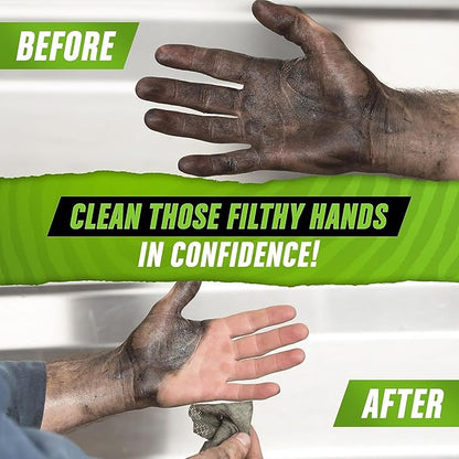 Grip Clean Heavy Duty Hand & Tool Cleaning Wipes – Waterless Hand Cleaner for Mechanics, Garage & Shop Use – Dual-Sided Grease, Oil & Paint Remover Wipes with Citrus Scent - 72ct (6 Pack)