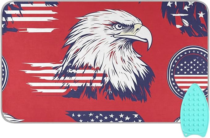 American Flag Bald Eagle Red Ironing Mat for Table top Portable Ironing Pad Blanket for Washer Dryer Countertop Travel