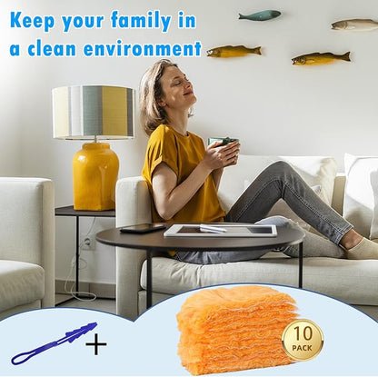 10 Count Heavy Duty Duster Kit for Swiffer Duster, Unscented Disposable Dusters with 1 Handle for Cleaning