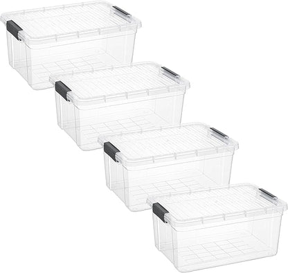 Superio Storage Bins with Lids- 4 Pack, 21 Qt Clear Boxes for Organizing, Stackable Plastic Containers- BPA Free, Non-Toxic, Odor Free, Organizer for Home, Office, Dorm