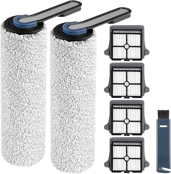 Roller Brush and Filters Replacement Compatible with Tineco iFLOOR 5 Breeze Cordless Vacuum Cleaner,Replacement Parts Include 2 Brush Rollers, 4 Vac Filters