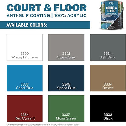DYCO Court & Floor Anti-Slip Coating - Slip-Resistant Pavement, Cement & Concrete Paint for Pickleball, Tennis & Basketball Courts, Exceeds ADA Standards for Safety Areas (Ash Gray, 1 Gallon)