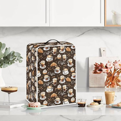 Coffee Maker Covers With Top Handle Folding Coffee Machine Dust Covers For Blender Mixer Juice Machine Keep Office Home Kitchen Clean Afternoon Tea Print