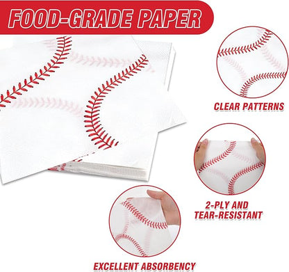 100 Pcs Disposable Baseball Party Tableware Set