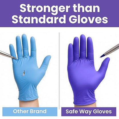 SafeWay Nitrile Disposable Gloves — Multi-Purpose Powder-Free, Non-Latex, Medical Use, and Textured Fingertips for Food Prep, Cleaning, Tattoo, Nursing, Lab, Examination, & More — (10000pcs, 2XLarge)
