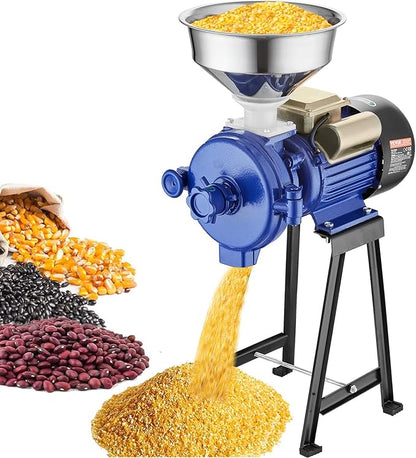 VEVOR Electric Grain Mill Grinder, 3000W Spice Grinders, Commercial Corn Mill with Funnel, Thickness Adjustable Powder Machine, Heavy Duty Feed Flour Cereal Mill Wheat Grinders, Dry Grinder