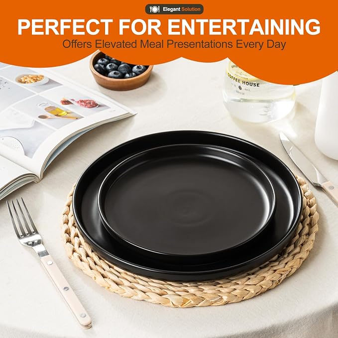 EWFEN Plates and Bowls Sets, 12 Pieces Ceramic Dinnerware Set