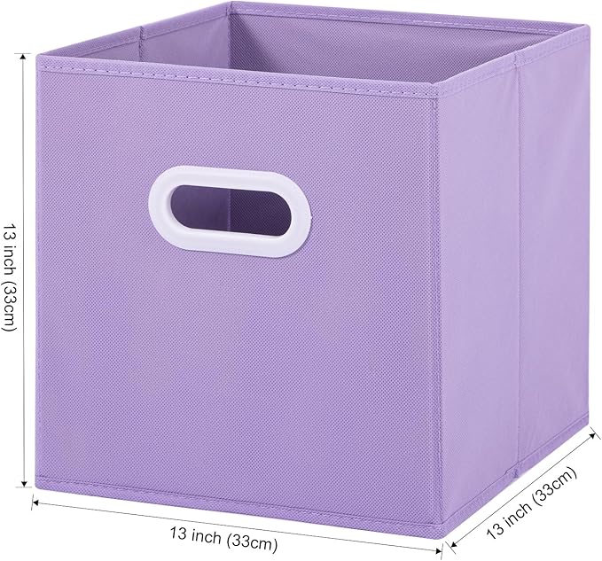 Stero Fabric Storage Cubes Bins, 13 inch Fun Colored Foldable Storage Baskets with Dual Plastic Handle for Home, Kids Room, Closet and Toys Organization, Multi Colored, Set of 6
