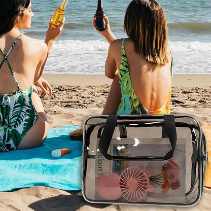 Travel Clear Waterproof PVC Bag, Toiletry Carry Pouch Makeup Artist Bag, Makeup Bags with Zipper Handle Straps, Tote Bag Gray