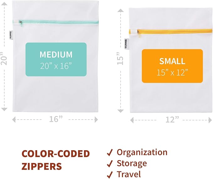 Mesh Laundry Bag for Delicates, Wash Bag for Underwear and Lingerie, Makeup Organizer Bag (3 Medium, 3 Small)