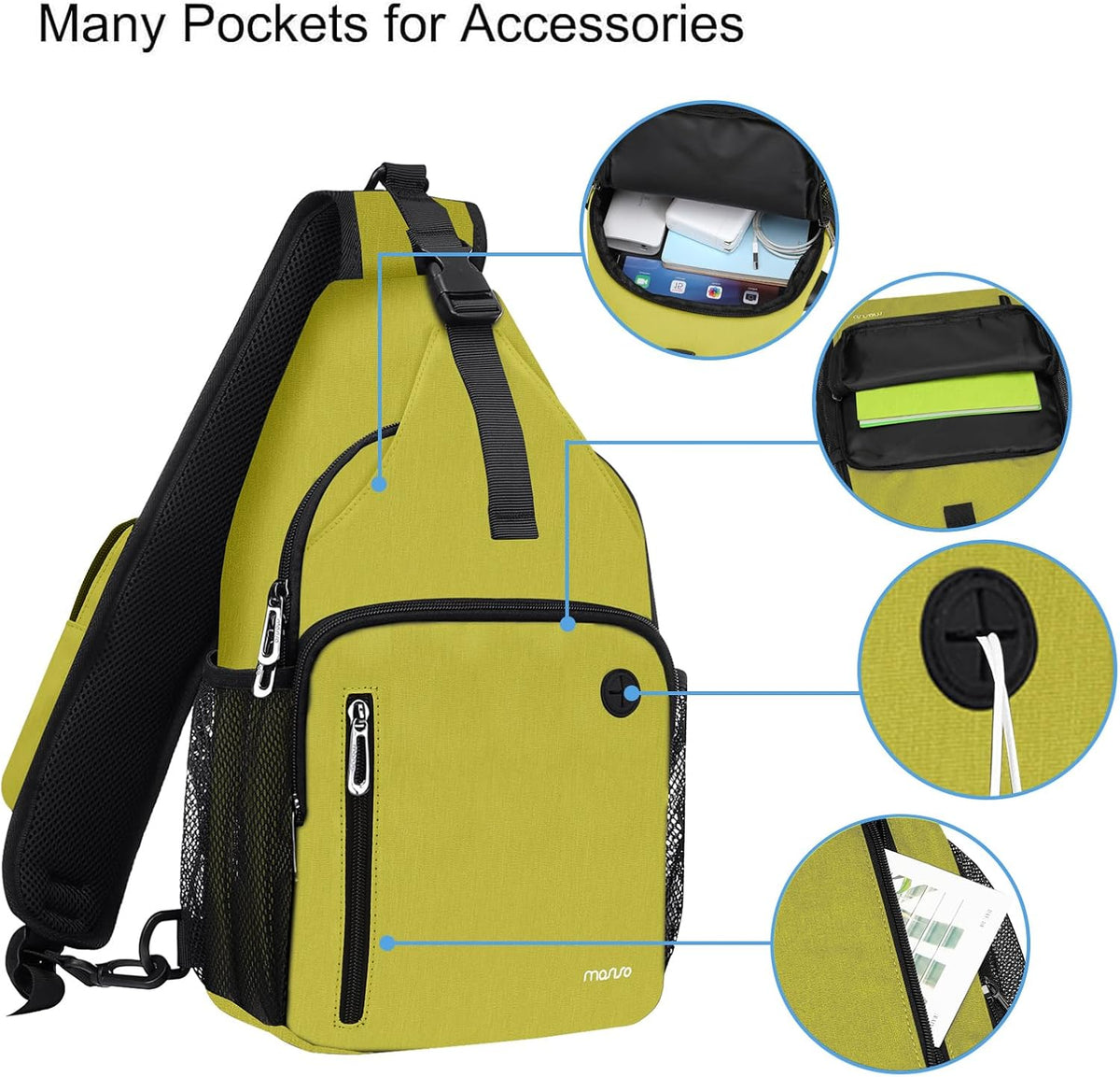 MOSISO Sling Backpack Bag, Crossbody Shoulder Bag Travel Hiking Daypack Chest Bag with Front Square Pocket&USB Charging Port