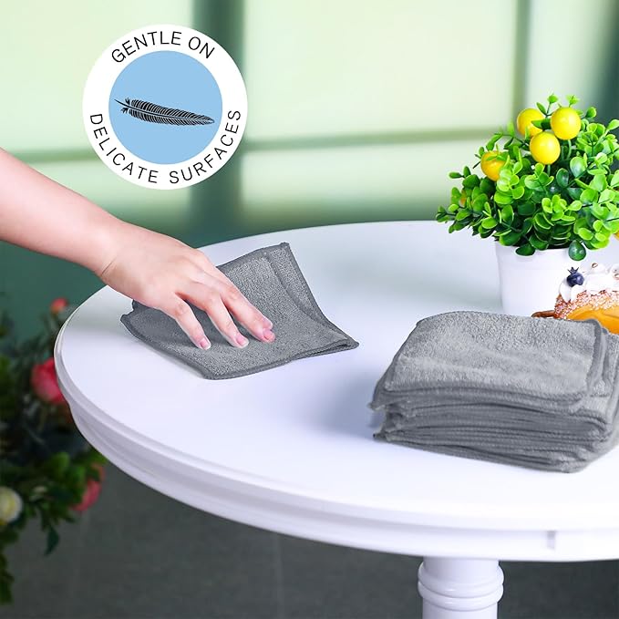 Tanlade Microfiber Cleaning Cloth 6"x6" Cleaning Rags Reasonable Kitchen Towels Microfiber Towels Cars Wash Dry Erase Cloth (Gray,30 Pcs)