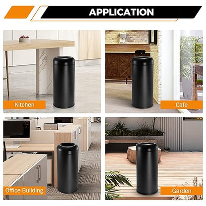BEAMNOVA Commercial Trash Can 16.5 Gallon Open Top Outdoor Indoor Garbage Enclosure Inner with Lid Inside Barrel 14.6 * 32.7 inch Stainless Steel Industrial Waste Container