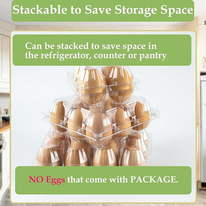 48 Pack Egg Cartons Cheap Bulk 12 Count, Plastic Egg Carton 3x4 Grids, Clear Blank Egg Cartons for Family Pasture Farm Markets