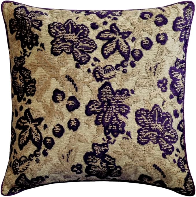 The HomeCentric King/Queen/Twin Purple Decorative Full 68"x18" Bed Runner with 2 Pillow Cover, Floral, Velvet Bed Scarf on Velvet Fabric - Plum Petal