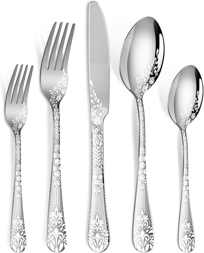 40 Piece Silverware Set, Stainless Steel Flatware Cutlery Set Service