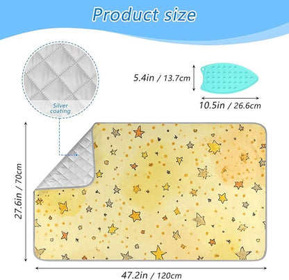 Golden Stars and Dots Ironing Mat for Table top Portable Ironing Pad Blanket for Washer Dryer Countertop Travel