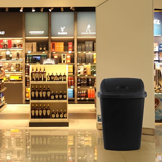 18 Gallon 4-Pack Large Garbage Can with Swing Lid, Commercial Plastic Swing Top Trash Bins, Black