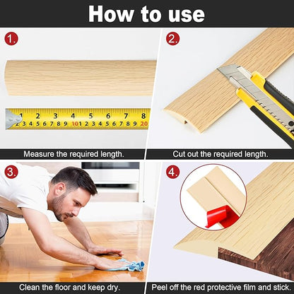 3.3Ft Carpet Floor Transition Strip, Self Adhesive Floor Edging Trim Strip, PVC Threshold Cover for Doorway, Floor Divider Strip Suitable for Threshold Height Less Than 5 mm - Beige Cream