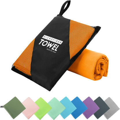 Microfiber Travel Towel, Soft Lightweight Quick Dry Towel, Super Absorbent Compact Travel & Sports & Beach Towels for Camping, Backpack, Gym, Swimming, Yoga, Hiking (S:16"×32" -Orange)