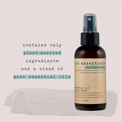 Air Essentials Essential Oil Toilet Spray - Odor Eliminator & Air Freshener - Made with Pure Essential Oils - Eucalyptus Mint - 4 Ounce