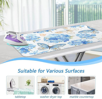 Ironing Mat Portable Ironing Pad Ironing Blanket for Table Top Heat Resistance Double-Side Using Travel Large 47.2 x 27.6 Inch Foldable Lightweight Blue Floral Butterfly