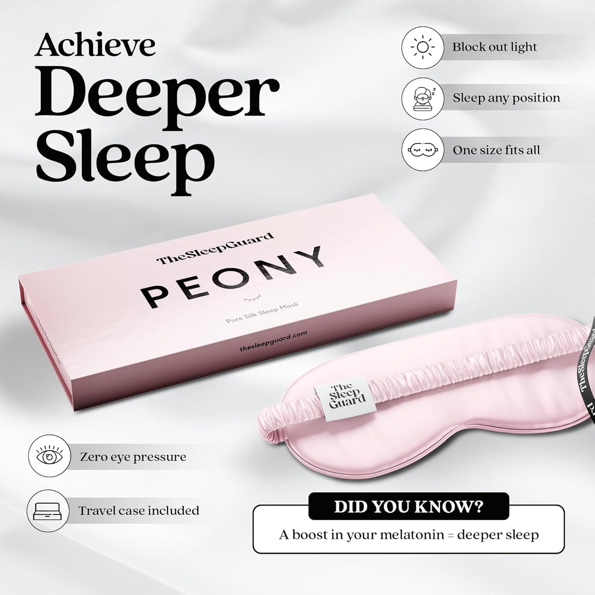Pure Silk Sleep Mask [100% 6A Mulberry Silk, 22 Momme] Light Blocking Travel Essentials. Eye Masks for Sleeping. Black Oeko-Tex Blindfold. Eye Covers for Men & Women