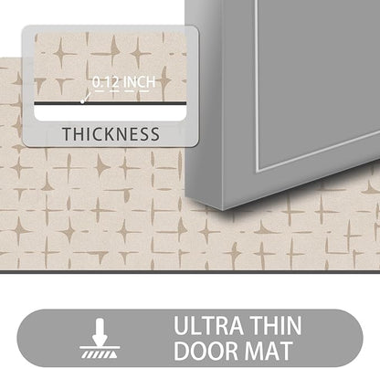Ultra Thin Door Mat Indoor Entrance, 1/10 in Thin Door Mats for Inside Entry, Non-Slip Rubber Backing Washable Doormat, Fade Resistant, Absorbent, Low Profile Dirt Trapper, 30"X17"