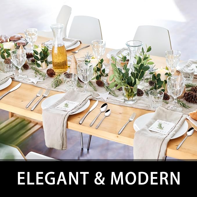 49-Piece Hammered Silverware Set