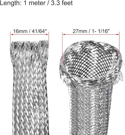 uxcell 3.3Ft - 41/64 Inch 304 Stainless Steel Sleeving Expandable Hose Cover