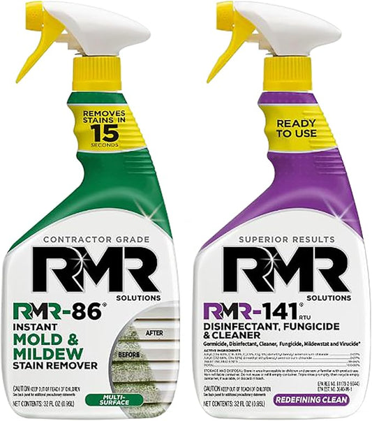 RMR Brands DIY Mold Remover Bundle - Complete Mold Killer & Stain Remover Bundle - Mold and Mildew Prevention Kit, Disinfectant Spray, Includes 2-32 Ounce Bottles