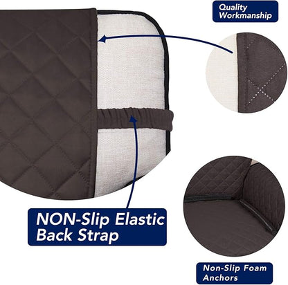 PureFit Reversible Quilted Sofa Cover, Water Resistant Medium Slipcover Furniture Protector, Washable Couch Cover with Non Slip Foam and Elastic Straps for Kids, Pets (Loveseat, Chocolate/Chocolate)