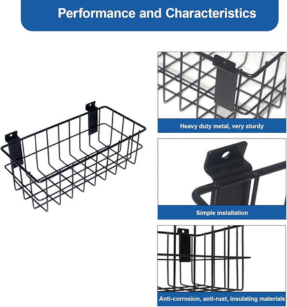 NeatiEase 29 PCS Slatwall Accessories Kit for Garage Rooms Shops Storage, Slat Wall Accessory Includes 3 Pack Slatwall Baskets Set and 26 PCS Multisized Heavy Duty Slatwall Hooks