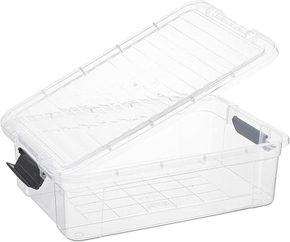 Superio Storage Bins with Lids, Clear Plastic Containers for Organizing, Stackable Totes, BPA Free, Odor Free, Organizer Boxes for Home, and Dorm (4 Pack, 13.7 Qt)