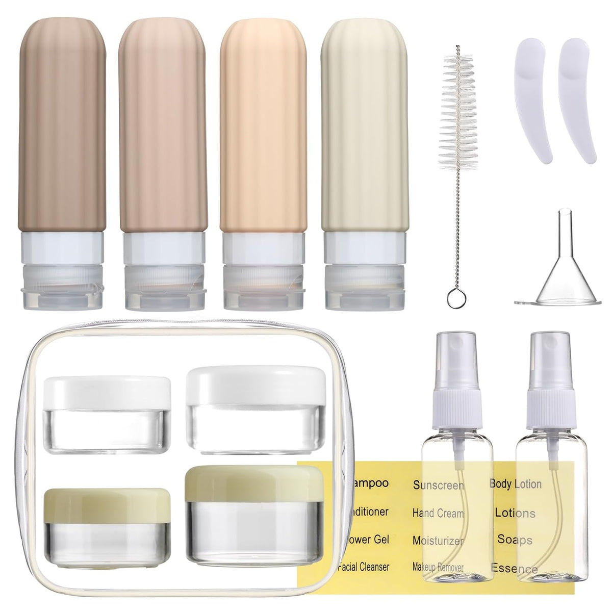 16 Pack Travel Bottles Set for Toiletries, Leakproof Travel Containers for Toiletries TSA Approved Silicone Travel Accessories Squeezable Refillable 3oz for Shampoo Conditioner Lotion