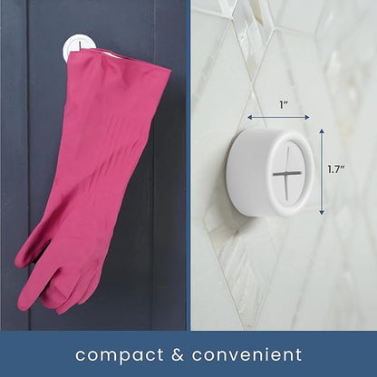 S&T INC. Round Adhesive Push Towel Hooks for Kitchen, Hand and Dish Towels, Matte White, 4 Pack