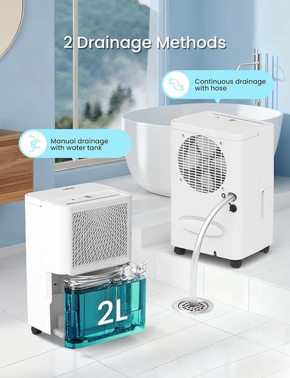 HUMSURE 1500 Sq. Ft 30 Pints Dehumidifier Equipped With Drainage Hose, Automatic Defrosting, for Basement, Home, Bathroom, Bedroom,24-Hour Timer Function