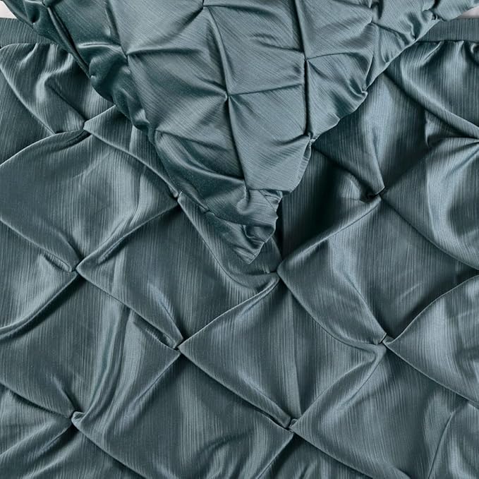 The HomeCentric Handmade Blue CA King 86 x 18 inch Bed Runner with Matching Pillow Cover, Satin Pintucks Bed Scarf, Solid Color Modern - Satin Nights