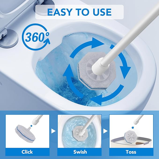50 Pcs Disposable Toilet Bowl Wand Refills for Clorox, Upgraded Replacement Heads System Compatible with Clorox Toilet Wand Refills for Bathroom Cleaning