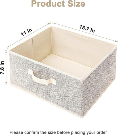 Storage Baskets, 15.7 Inch Woven Fabric Bins, Storage Cubes with Reinforced Handles, Organizer Bins for Closet Shelves, Foldable, Clothes. (2PCS/Beige-15.7*11*7.8inch)