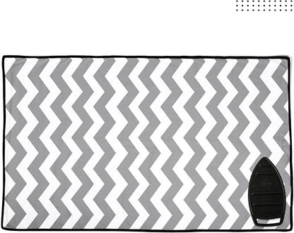 Encasa XO Ironing Mat/Pad (Large 48"x28") with 3mm Padding & Silicone Iron Rest for Steam Pressing on Tabletop or Bed - Heat Resistant, Portable, Quilting & Travel Blanket - Zig Zag