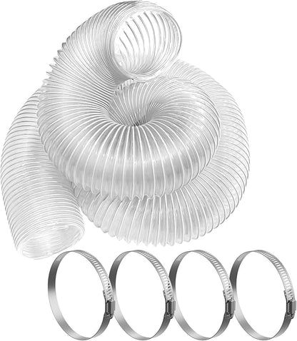 Hon&Guan 4" x 10' Dust Collection Hose, Flexible Clear Odorless PVC Dust Collector Hose with Carbon Steel Wire, Puncture Resistant Dust Hoses for Woodworking Dust Collecting System
