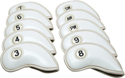 HISTAR 10pcs Crystal Pu Leather Golf Iron Head Covers Set Iron Club Headcover
