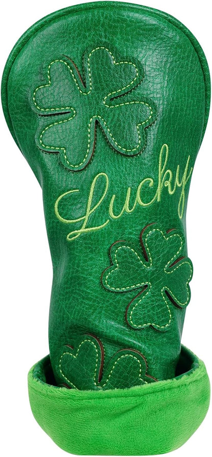 Golf Headcovers Golf Club Head Covers Four Leaf Clover Good Luck Charm - Clover Style Premium Leather Driver Fairway(FW) Wood Hybrid(UT) with Number Tags