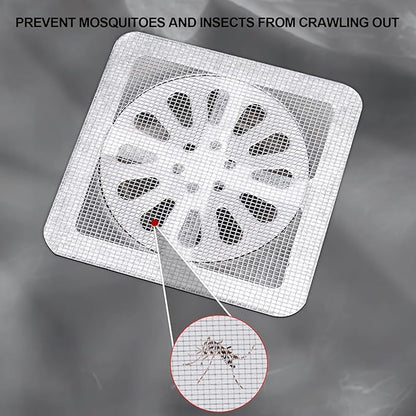 60PCS Disposable Shower Drain Cover Hair Catcher Shower Drain Mesh Stickers,4 X 4 Inch Disposable Floor Drain Sticker,Suitable for Bathroom, Bathtub, Kitchen Sewer Outlets.
