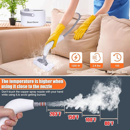 9 in 1 Handheld Steam Cleaner for Home Use, Portable Steamer for Cleaning, Multi-Function High Pressure Steam Cleaner for Car Detailing/Kitchen/Upholstery/Tile/Grout/Camping & All