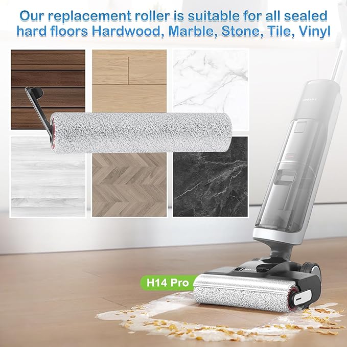 Roller Brush and Filter Replacement Compatible with Dreame H14, H14 Pro Vacuum Cleaner, Replaces Part Include 2 Rollers and 4 Hepa Filters
