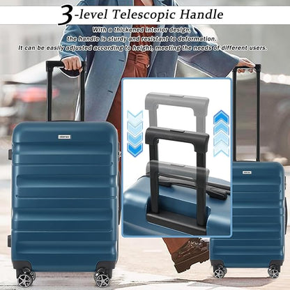 Merax Luggage Sets 6 Piece Hardshell ABS Suitcases with 8 Silent Spinner Wheels Durable and Lightweight Travel Luggage for Family Trips Ink Blue
