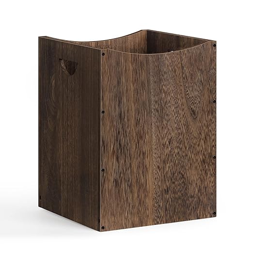 smusei Wood Trash Can 9.5 Gallon Waste Basket Bin Rustic Farmhouse Large Kitchen Garbage Can for Bedroom Living Room Bathroom Office, Rustic Brown